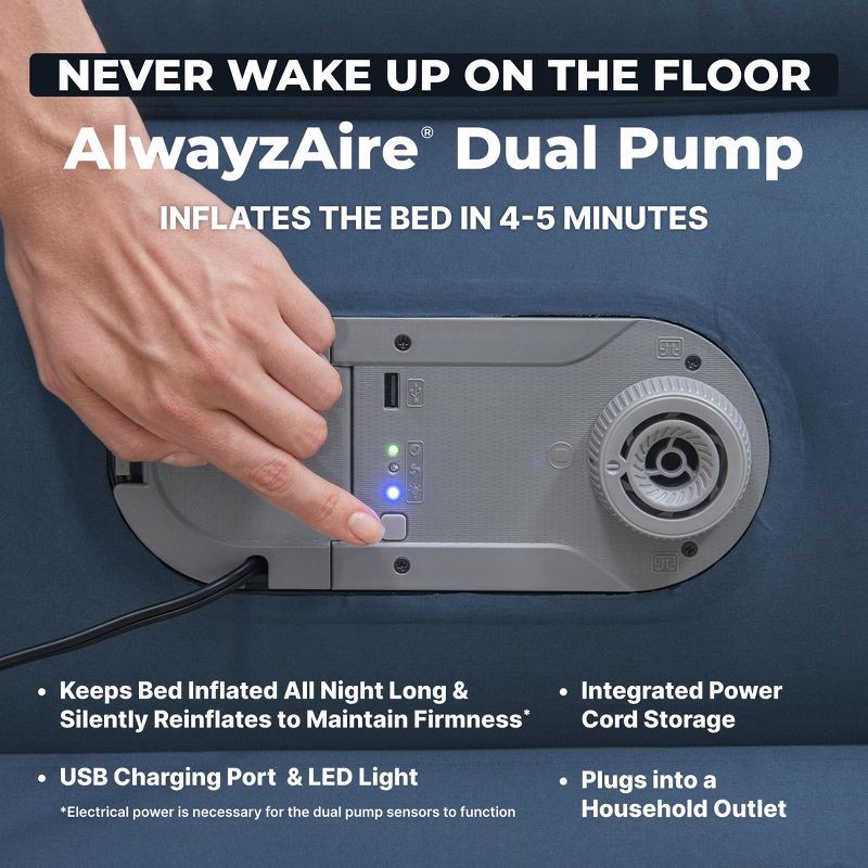 slide 4 of 11, Sealy AlwayzAire Tough Guard Duvet Top Air Mattress Queen with Built-in Dual Pump, 1 ct
