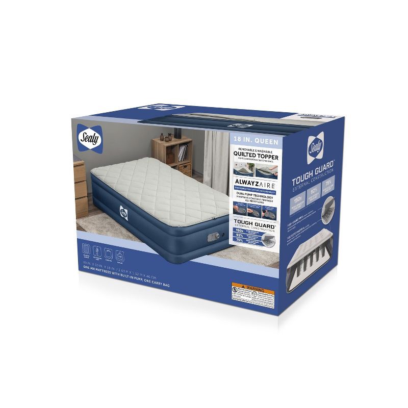 slide 8 of 11, Sealy AlwayzAire Tough Guard Duvet Top Air Mattress Queen with Built-in Dual Pump, 1 ct