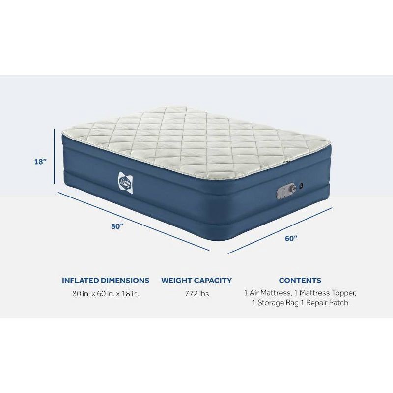 slide 9 of 11, Sealy AlwayzAire Tough Guard Duvet Top Air Mattress Queen with Built-in Dual Pump, 1 ct