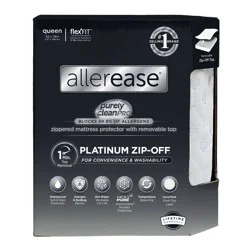 Allerease Platinum Queen Zip-Off Plush Top Waterproof Allergen and Bedbug Barrier Mattress Protector: Hypoallergenic, Fits 15" Depth