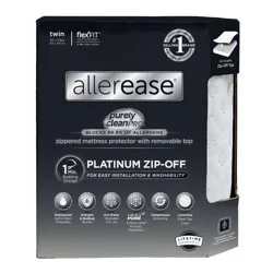 Allerease Twin Platinum Zip-Off Plush Top Waterproof Allergen and Bedbug Barrier Mattress Protector: Hypoallergenic, Knitted Polyester