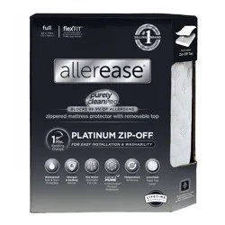Allerease Full Platinum Zip-Off Plush Top Waterproof Allergen and Bedbug Barrier Mattress Protector: Hypoallergenic, Fits 14" Depth