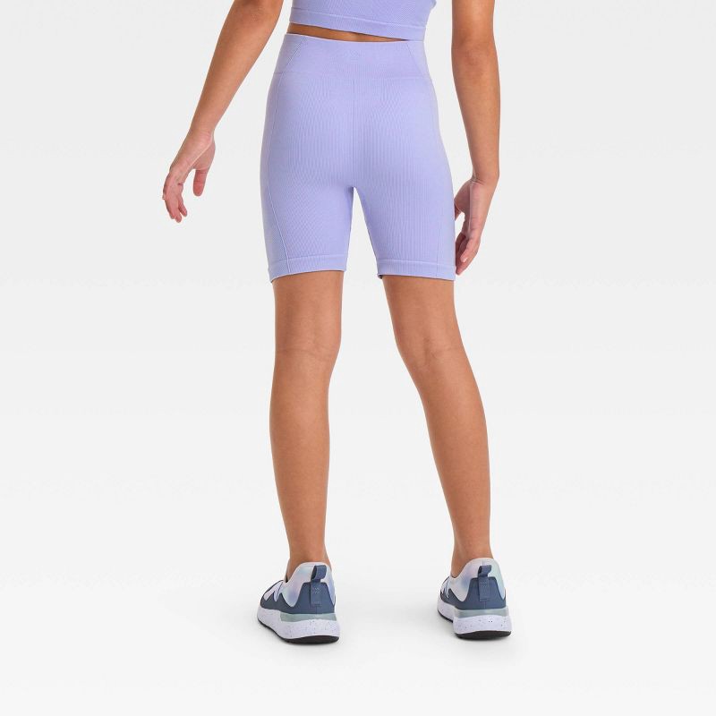 slide 2 of 3, Girls' Seamless Bike Shorts - All In Motion™ Light Purple XS, 1 ct