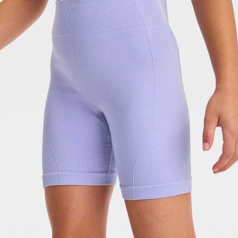 slide 3 of 3, Girls' Seamless Bike Shorts - All In Motion™ Light Purple XS, 1 ct