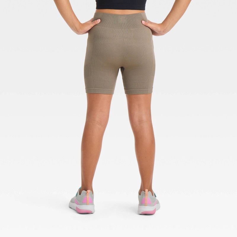 slide 3 of 3, Girls' Seamless Bike Shorts - All In Motion™ Gray XS, 1 ct