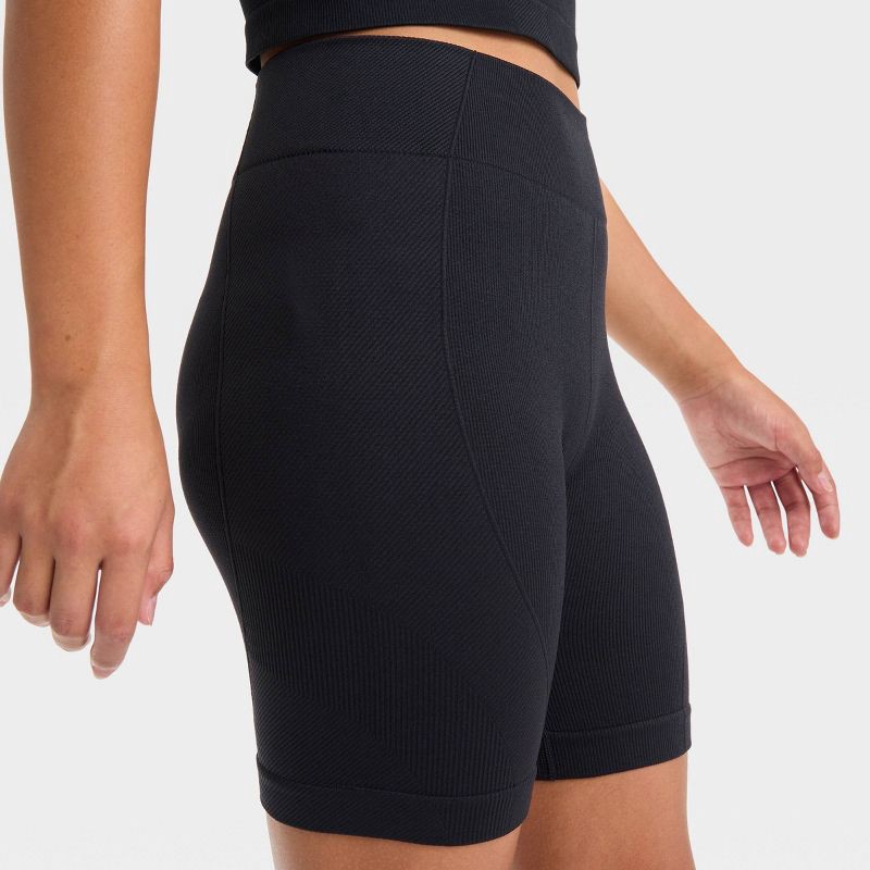 slide 3 of 3, Girls' Seamless Bike Shorts - All In Motion™ Black S, 1 ct