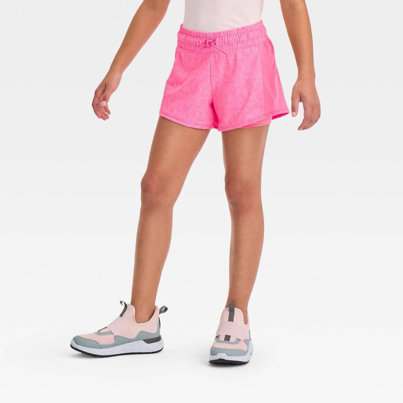 Girls' 2-in-1 Shorts - All in Motion Vibrant Pink S 1 ct