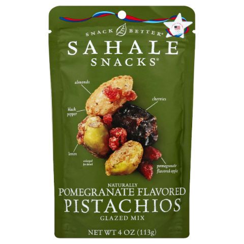 slide 1 of 1, Sahale Snacks Naturally Flavored Pomegranate Pistachios Glazed Mix, 4 oz