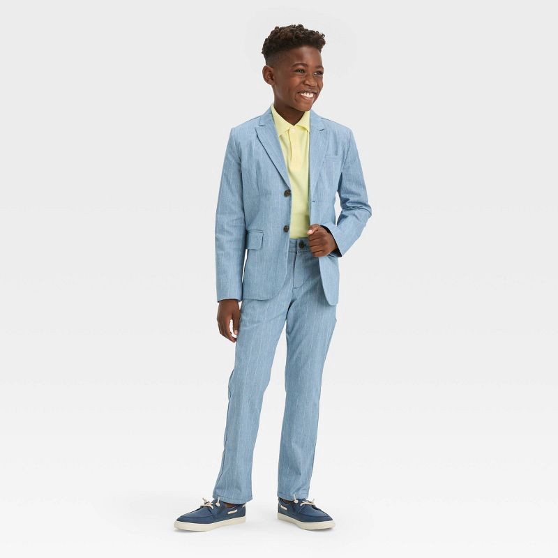 slide 3 of 3, Boys' Striped Chino Pants - Cat & Jack™ Light Blue 16, 1 ct