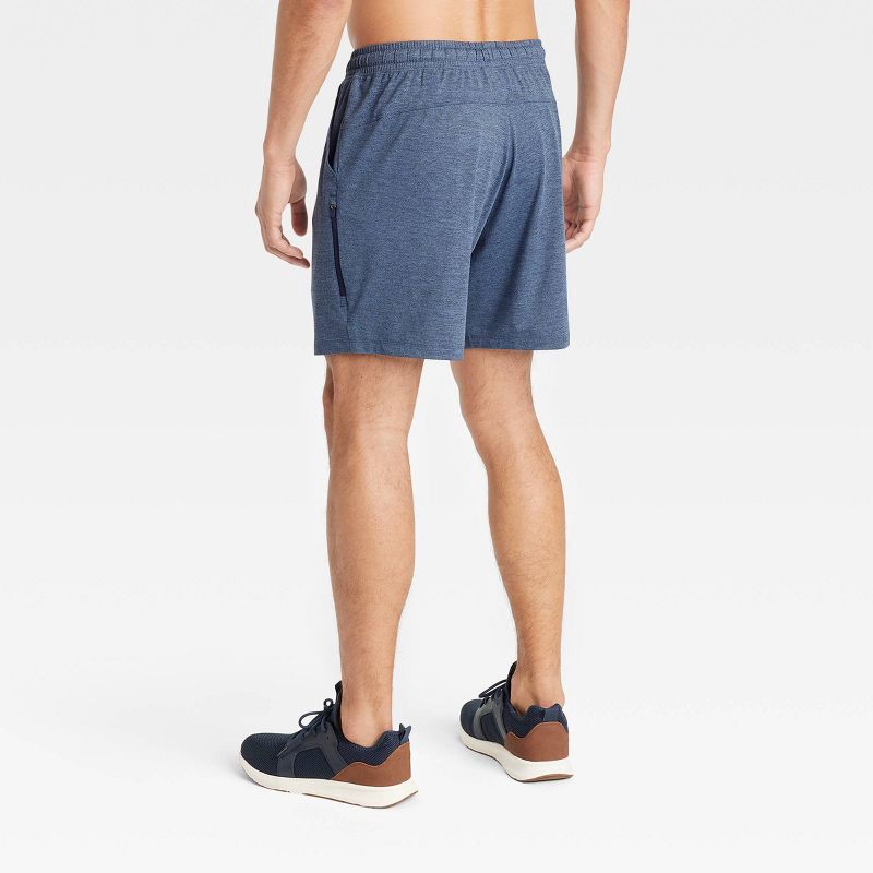 slide 2 of 3, Men's 7" Soft Stretch Shorts - All In Motion™ Navy Blue L: Fit, Recycled Polyester, Drawstring Waist, UPF 50+, 1 ct