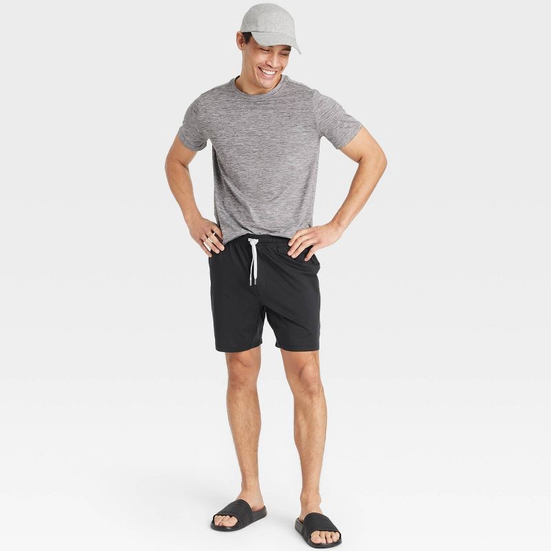 slide 3 of 3, Men's 7" Soft Stretch Shorts - All In Motion™ Black S: Fit, Side & Zippered Pockets, UPF 50+, 1 ct