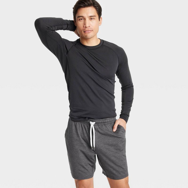 slide 3 of 3, Men's 7" Soft Stretch Shorts - All In Motion™ Heathered Black XL, 1 ct