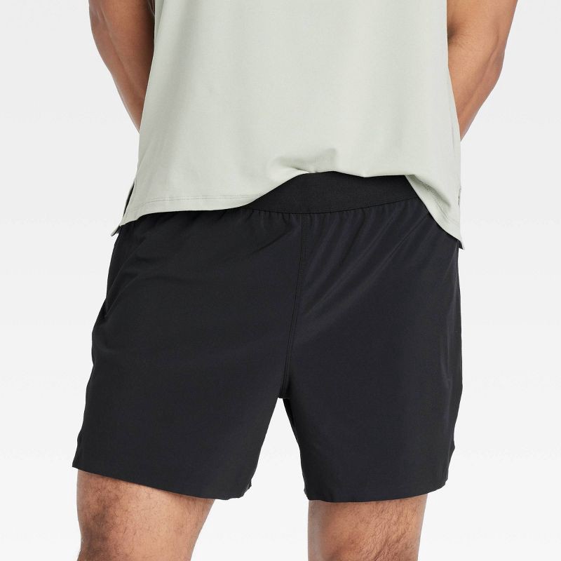 slide 3 of 3, Men's Active Light Brief Lined Run Shorts 5" - All In Motion™ Black L, 1 ct