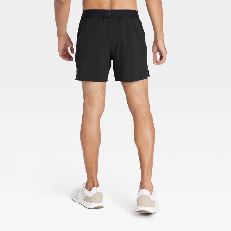 slide 2 of 3, Men's Active Light Brief Lined Run Shorts 5" - All In Motion™ Black XL: Moisture Wicking, Quick Dry, 4-Way Stretch, 1 ct