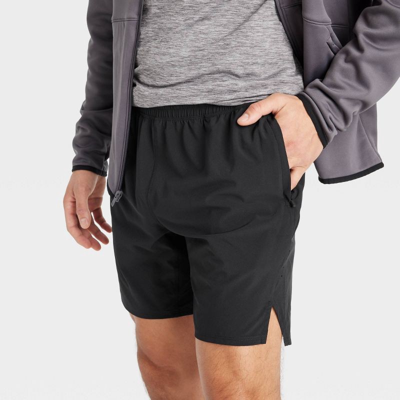 slide 3 of 3, Men's Active Light Unlined Run Shorts 7" - All In Motion™ Black XL: Recycled Polyester, Spandex, Moisture Wicking, Quick Drying, 1 ct