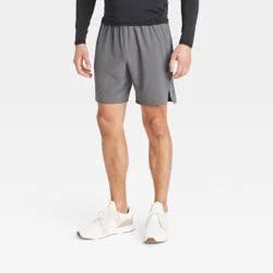 Men's Active Light Unlined Run Shorts 7" - All In Motion™ Dark Gray S: Recycled Polyester, Spandex, Moisture Wicking, Quick Drying