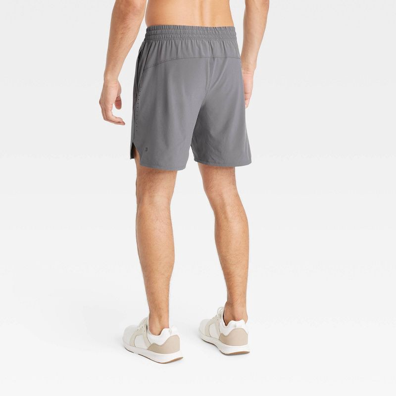 slide 2 of 3, Men's Active Light Unlined Run Shorts 7" - All In Motion™ Dark Gray M: Moisture Wicking, Quick Dry, Zippered Pocket, 1 ct