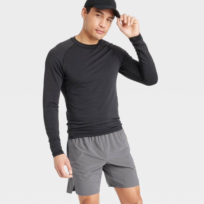slide 3 of 3, Men's Active Light Unlined Run Shorts 7" - All In Motion™ Dark Gray XL: Moisture Wicking, Quick Dry, Zippered Pocket, 1 ct