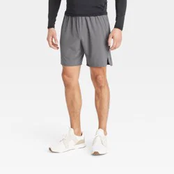 Men's Active Light Unlined Run Shorts 7" - All In Motion™ Dark Gray XL: Moisture Wicking, Quick Dry, Zippered Pocket