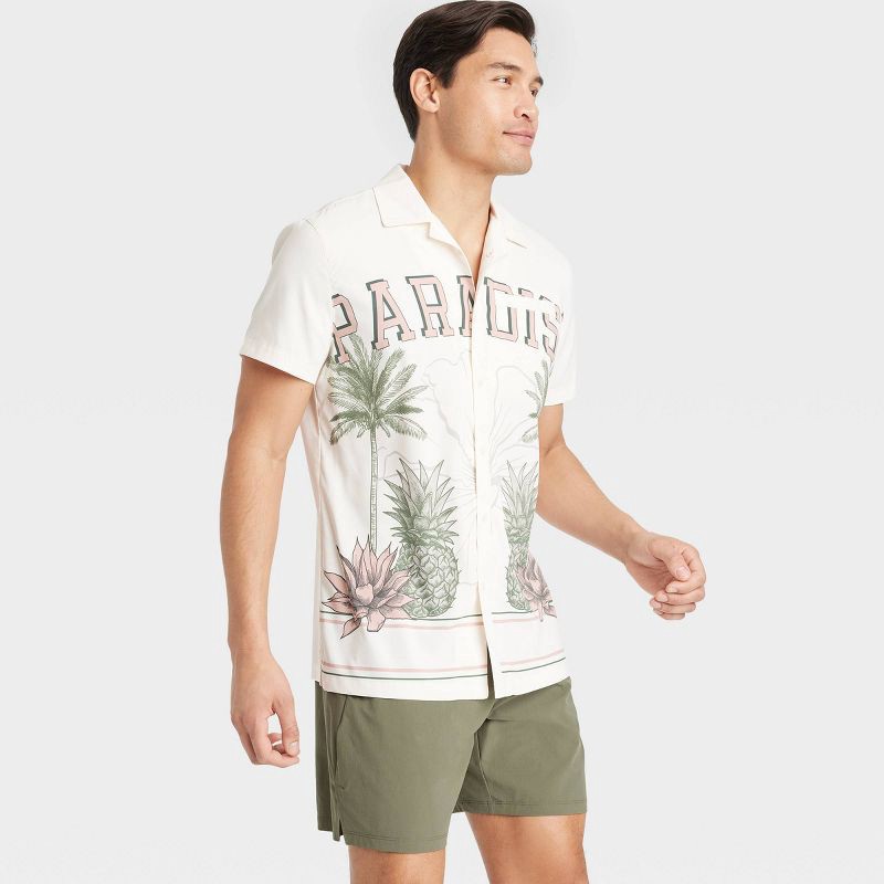 slide 3 of 3, Men's Stretch Woven Shorts 7" - All In Motion™ Green L: Lightweight Nylon-Spandex, Adjustable Waistband, Side Pockets, 1 ct