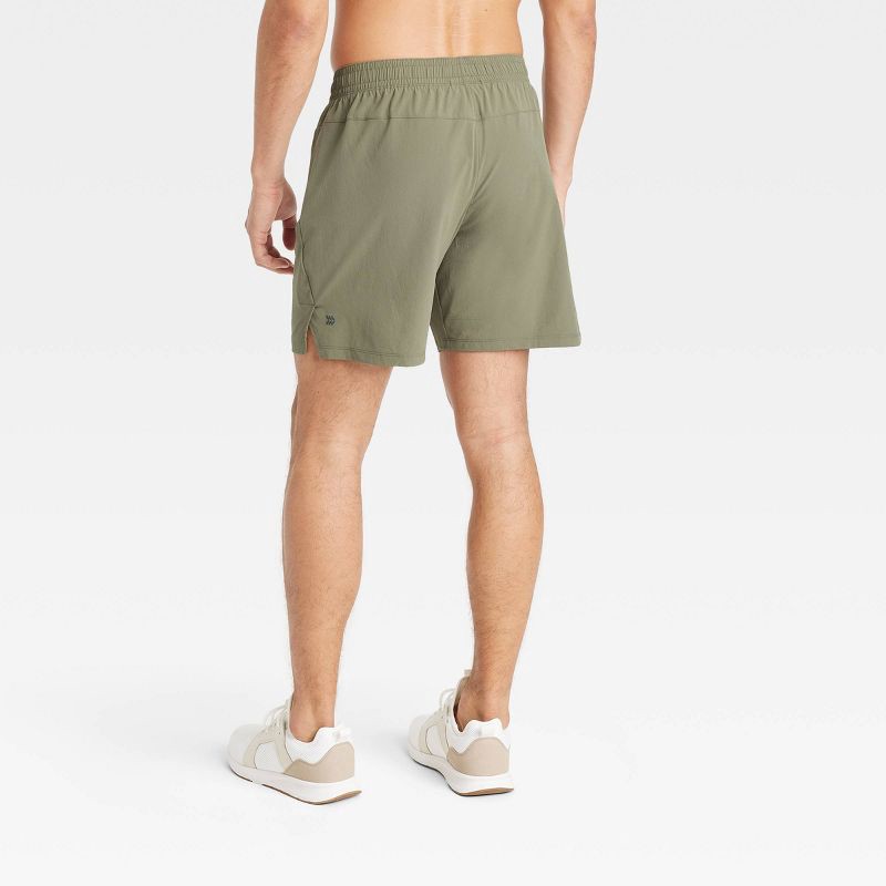 slide 2 of 3, Men's Stretch Woven Shorts 7" - All In Motion™ Green XXL: Lightweight Bottoms, Adjustable Waistband, Side Pockets, 1 ct