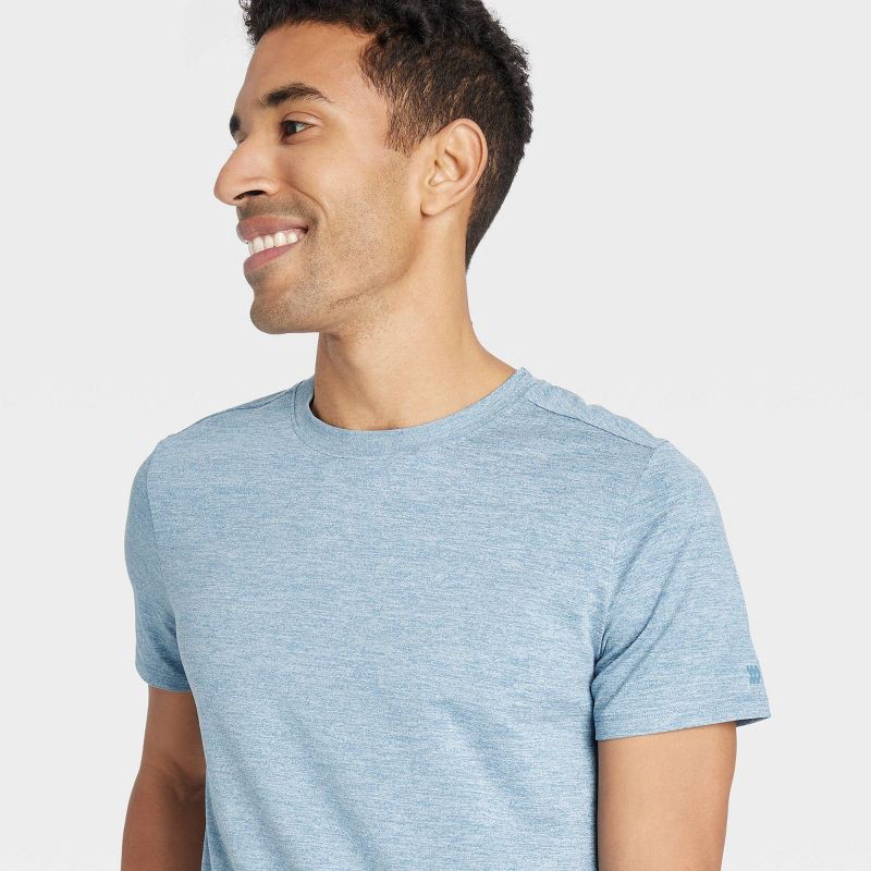 slide 3 of 3, Men's Short Sleeve Soft Stretch T-Shirt - All In Motion™ Light Blue S, 1 ct