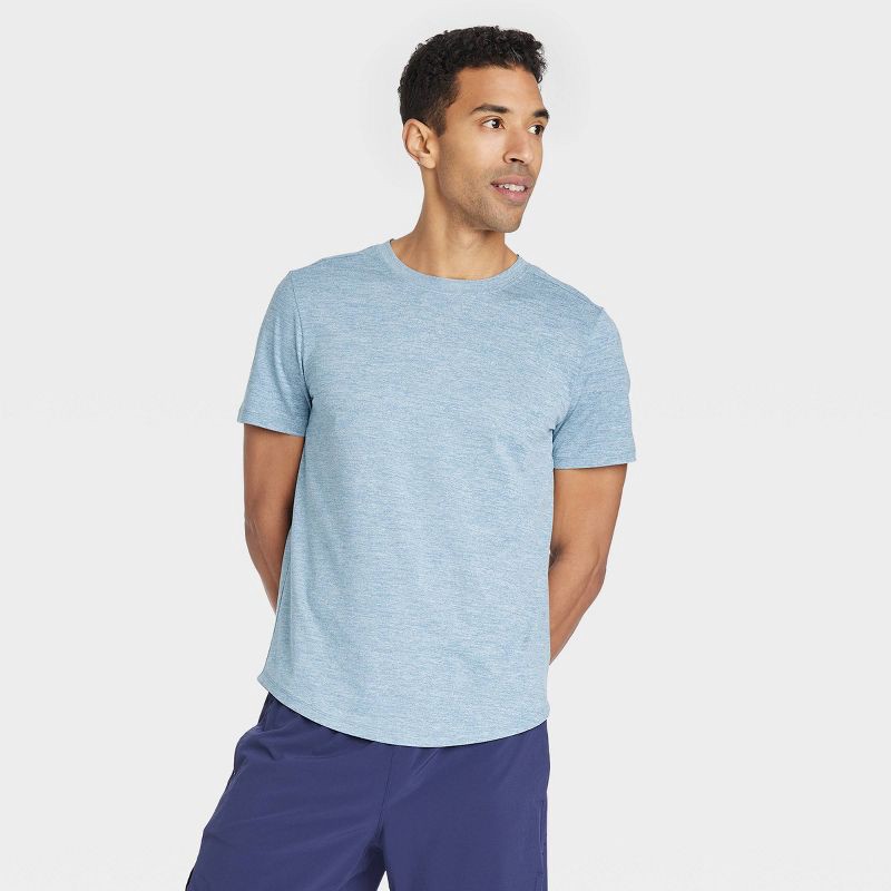 slide 1 of 3, Men's Short Sleeve Soft Stretch T-Shirt - All In Motion™ Light Blue M, 1 ct