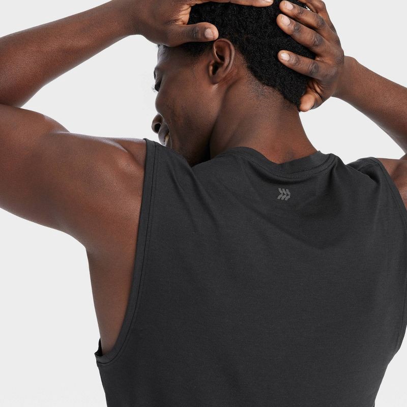 slide 3 of 3, Men's Sleeveless Performance T-Shirt - All In Motion™ Black XXL: Moisture Wicking, Quick Dry, Pullover, Jersey Fabric, 1 ct