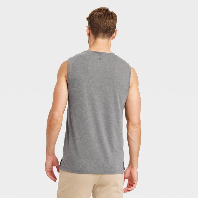 slide 2 of 3, Men's Sleeveless Performance T-Shirt - All In Motion™ Dark Gray L: Moisture Wicking, Quick Dry, UPF 50+, 1 ct