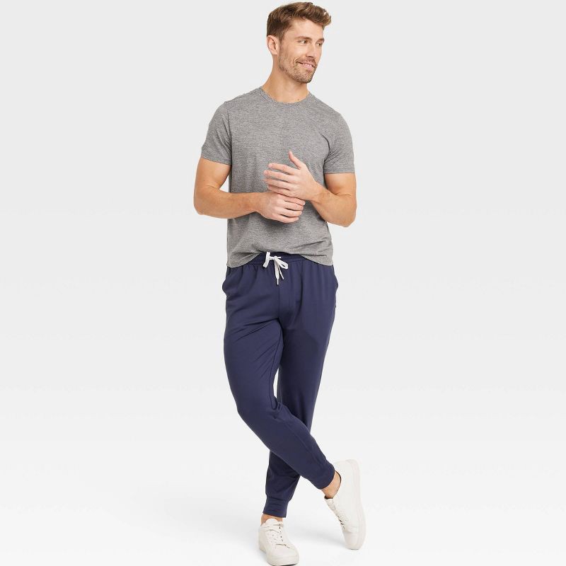 slide 3 of 3, Men's Soft Stretch Jogger Pants - All In Motion™ Navy Blue S: Recycled Polyester, Moisture Wicking, 1 ct