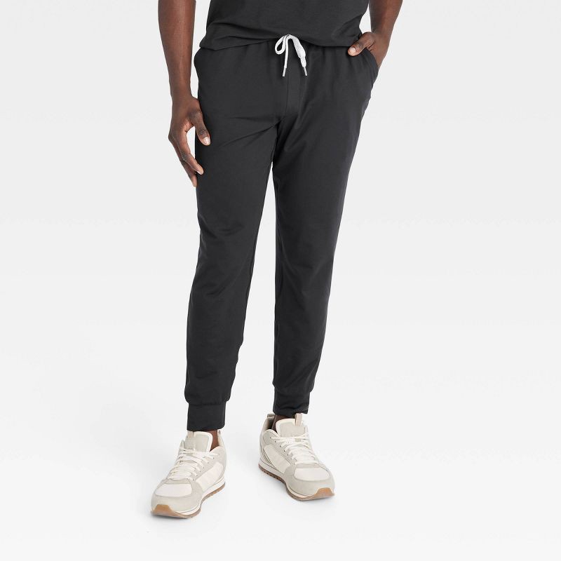 slide 1 of 3, Men's Soft Stretch Jogger Pants - All In Motion™ Black XXL: Fit, Moisture Wicking, UPF 50+, 1 ct