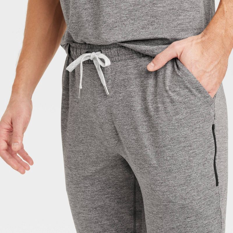 slide 3 of 3, Men's Soft Stretch Jogger Pants - All In Motion™ Heathered Black S: Recycled Polyester, Spandex, Moisture Wicking, UPF 50+, 1 ct