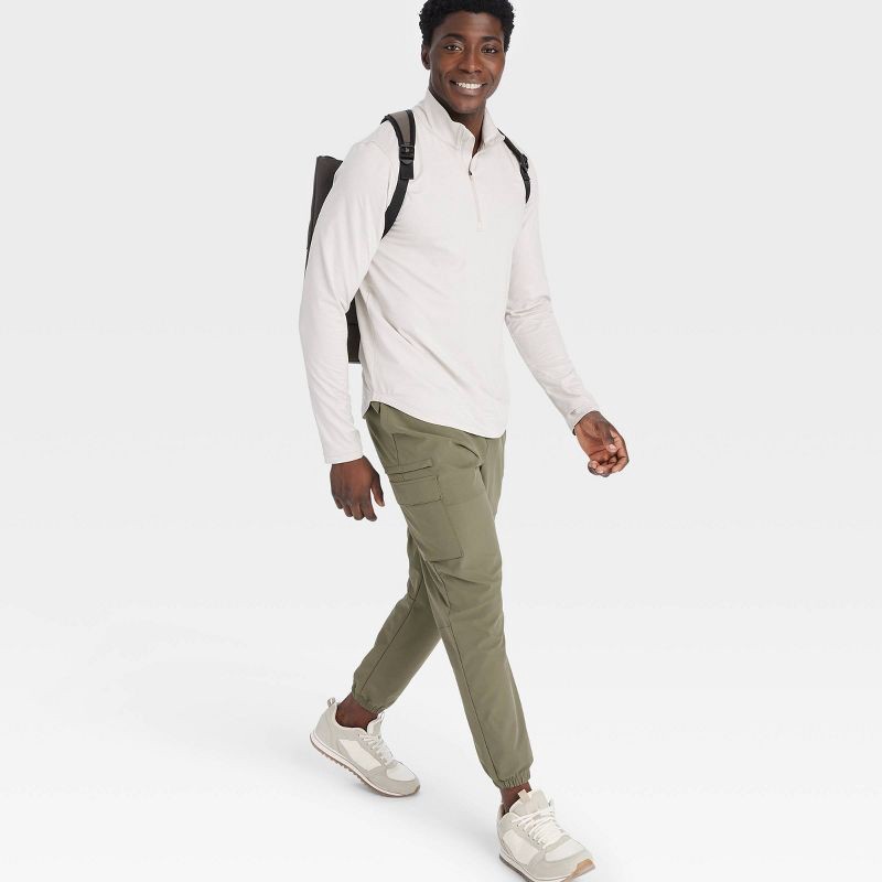 slide 3 of 3, Men's 360 Lifestyle Utility Cargo Jogger Pants - All In Motion Green M: Moisture Wicking, UPF 50+, 1 ct