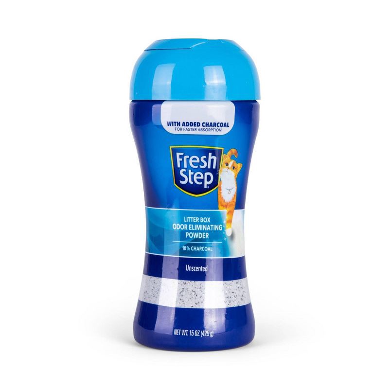 slide 1 of 6, Fresh Step Odor Eliminating Charcoal Powder Cat Litter Box - 15oz, 15 oz