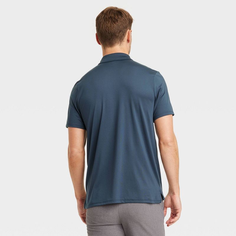 slide 2 of 3, Men's Jersey Polo Shirt - All In Motion™ Dark Blue M: Moisture Wicking, Stretch, Top, 1 ct