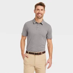 Men's Jersey Polo Shirt - All In Motion™ Heathered Gray S: Moisture Wicking, Stretch, Top