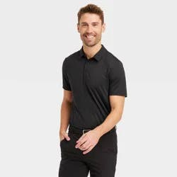 Men's Jersey Polo Shirt - All In Motion™ Black L: Moisture Wicking, Stretch Fabric, Polo
