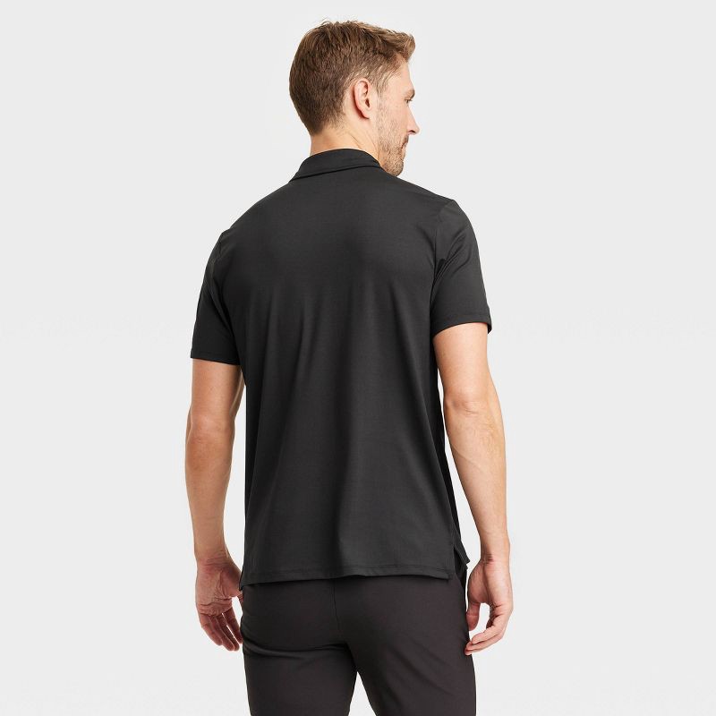 slide 2 of 3, Men's Jersey Polo Shirt - All In Motion™ Black XL: Moisture Wicking, Stretch Fabric, Polo, 1 ct