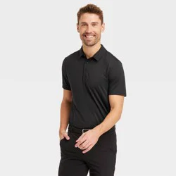 Men's Jersey Polo Shirt - All In Motion™ Black XL: Moisture Wicking, Stretch Fabric, Polo