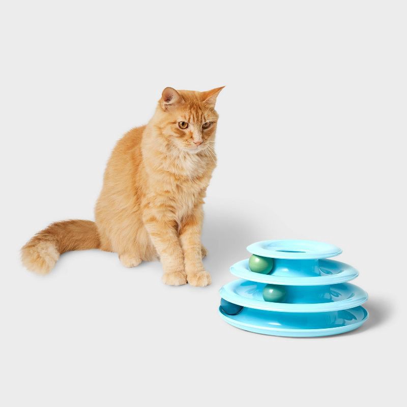 slide 2 of 3, 3 Layer Trackball Interactive Cat Toy - Boots & Barkley™ - Blue, 1 ct