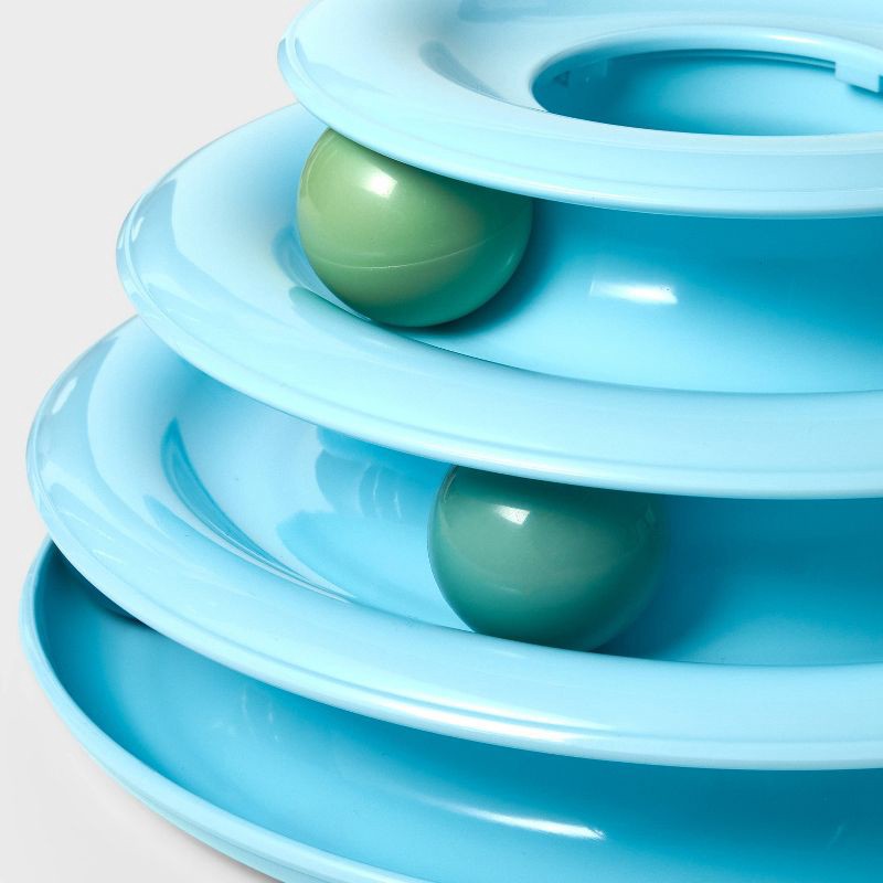 slide 3 of 3, 3 Layer Trackball Interactive Cat Toy - Boots & Barkley™ - Blue, 1 ct