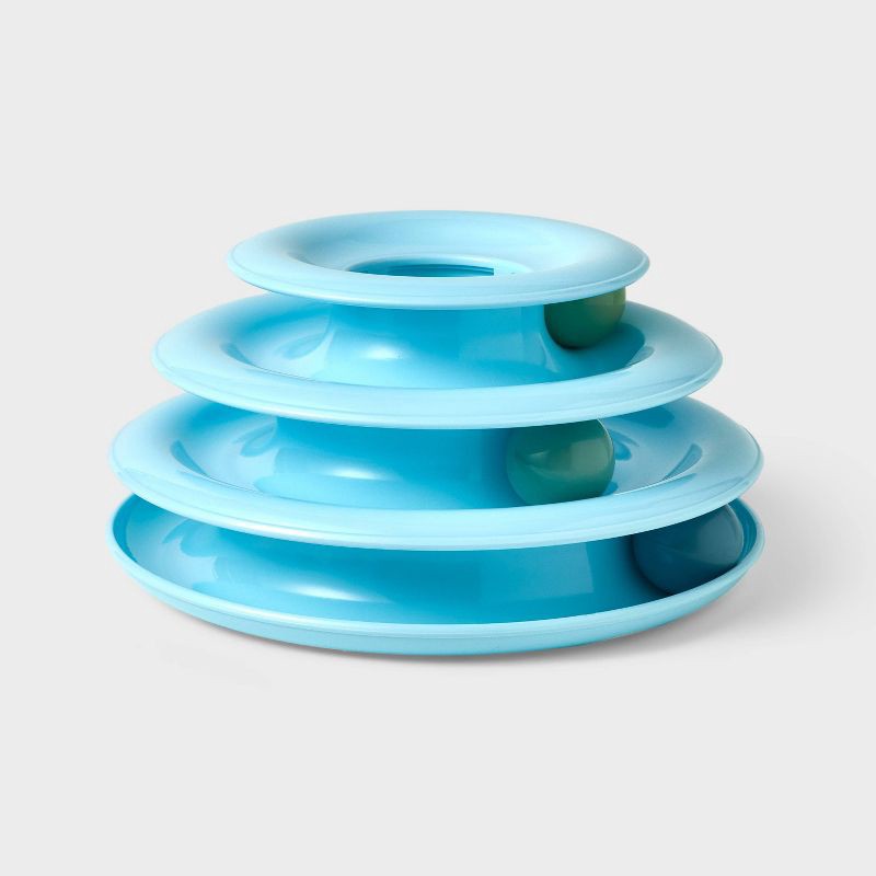 slide 1 of 3, 3 Layer Trackball Interactive Cat Toy - Boots & Barkley™ - Blue, 1 ct