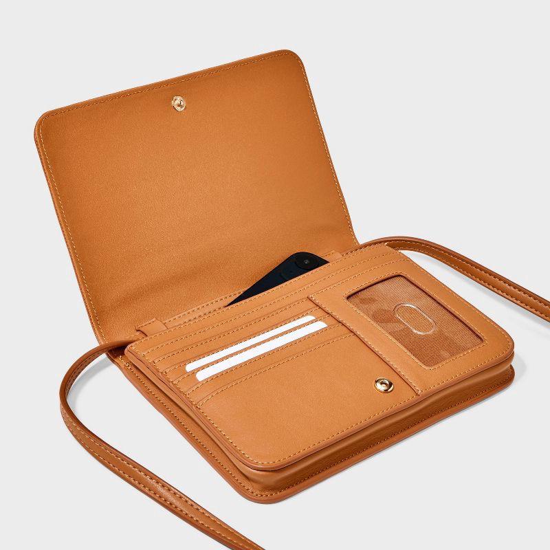 slide 4 of 5, Flap Cell Phone Wallet - A New Day™ Brown: Shell, Snap Closure, Solid Pattern, 1 ct