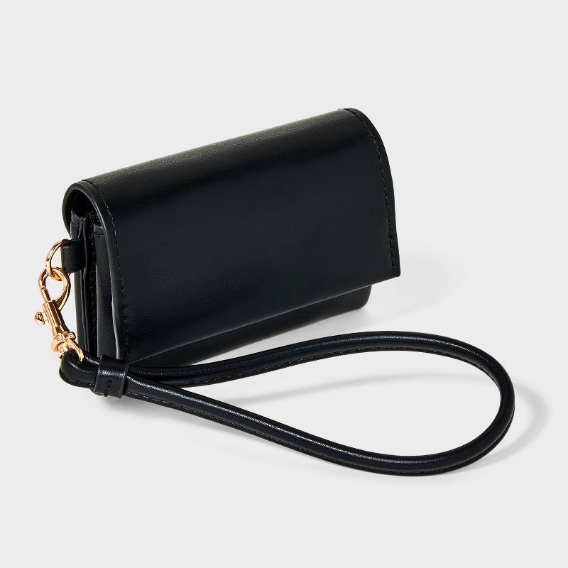 slide 2 of 4, Mini Wristlet Wallet - A New Day™ Black: Polyurethane Shell, Magnetic Closure, Solid Pattern, 6" Strap Length, 1 ct