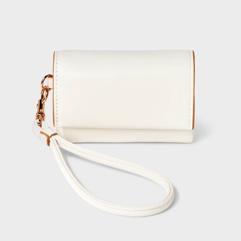 slide 1 of 4, Mini Wristlet Wallet - A New Day™ White: Polyurethane Shell, Magnetic Closure, Solid Pattern, 6.25" Strap Length, 1 ct