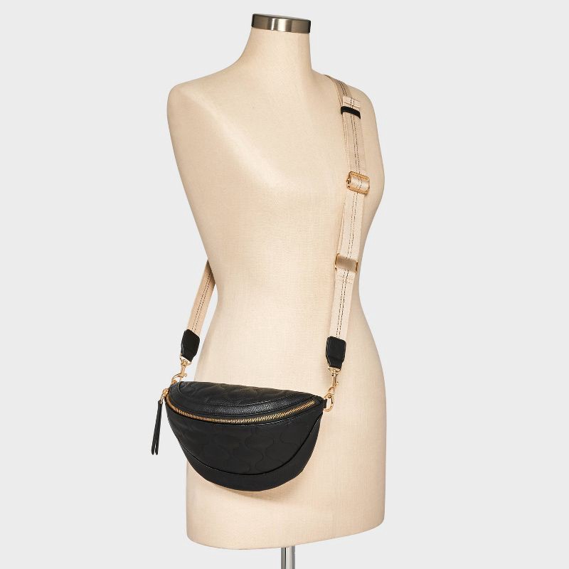 slide 2 of 6, Belt Crossbody Bag - Universal Thread™ Black: Adjustable Strap, Zip Closure, Polyurethane, Solid Pattern, 55" Max Length, 1 ct