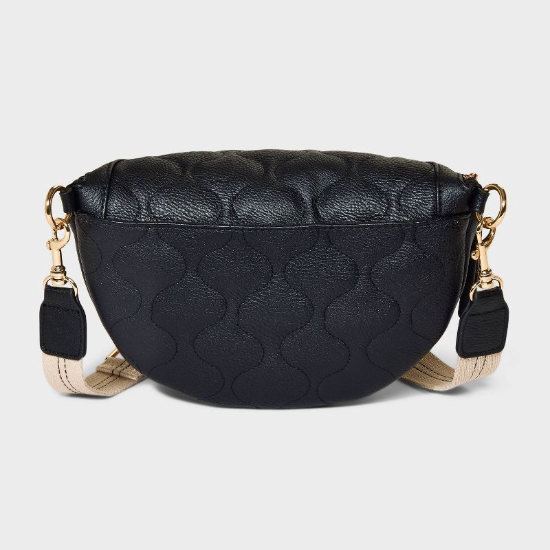 slide 6 of 6, Belt Crossbody Bag - Universal Thread™ Black: Adjustable Strap, Zip Closure, Polyurethane, Solid Pattern, 55" Max Length, 1 ct