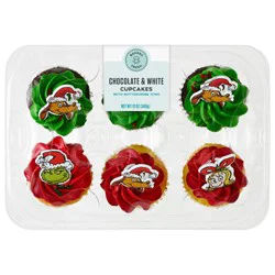 Bakery Fresh Chocolate & White Grinch Cupcakes