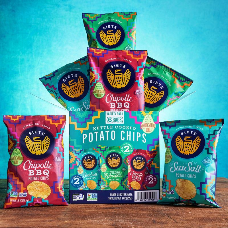 slide 9 of 9, Siete Potato Chip Variety Pack - 9oz/6ct, 6 ct; 9 oz