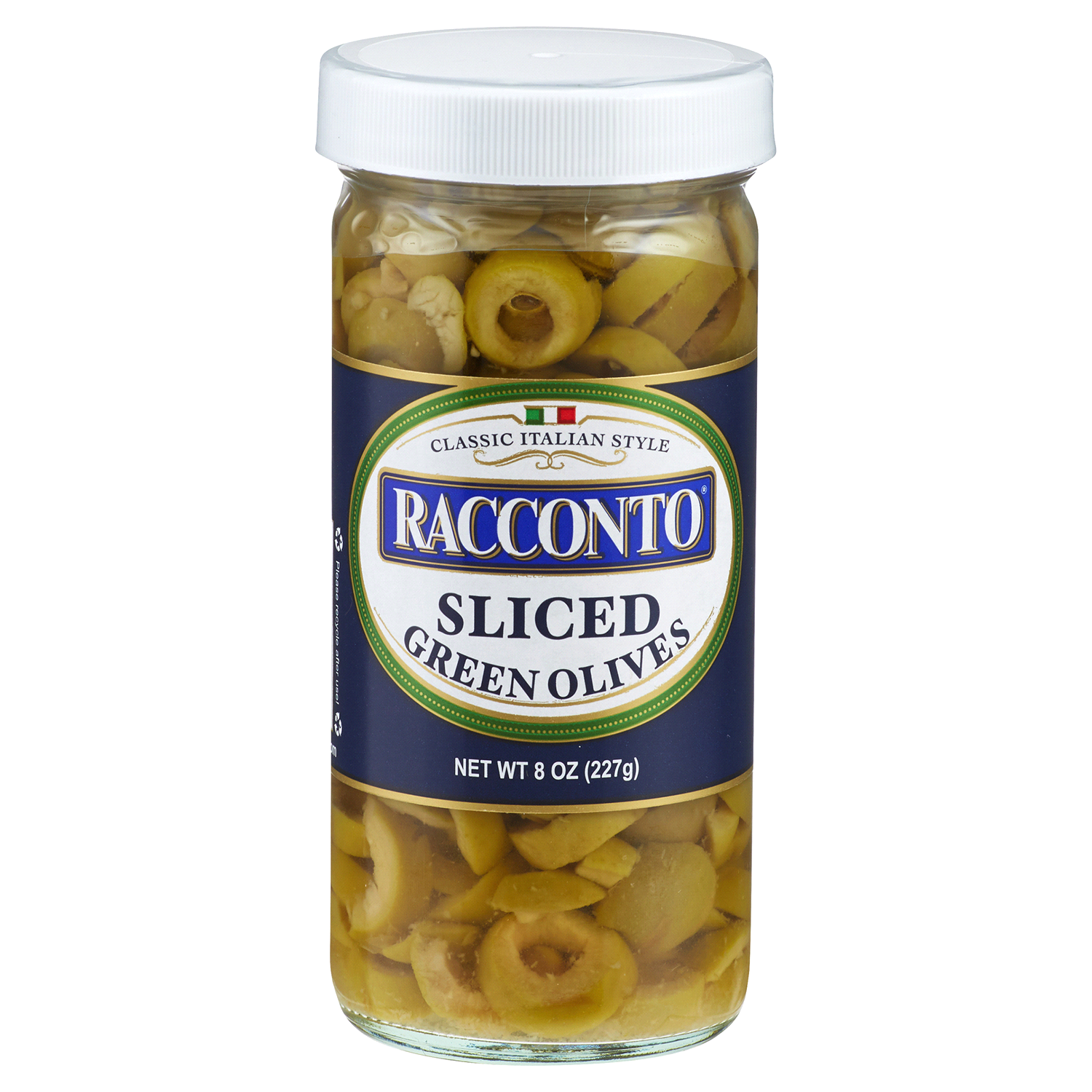 slide 1 of 1, Racconto Sliced Green Olives, 8 oz
